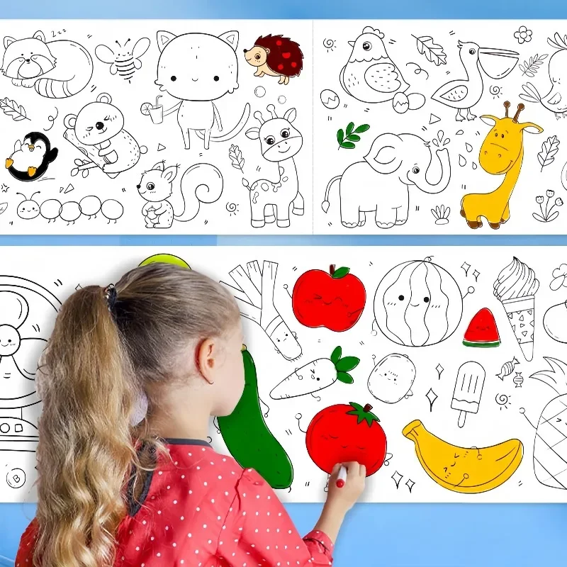 Kids Education Laptop - Kids Coloring Paper Roll Sticky DIY