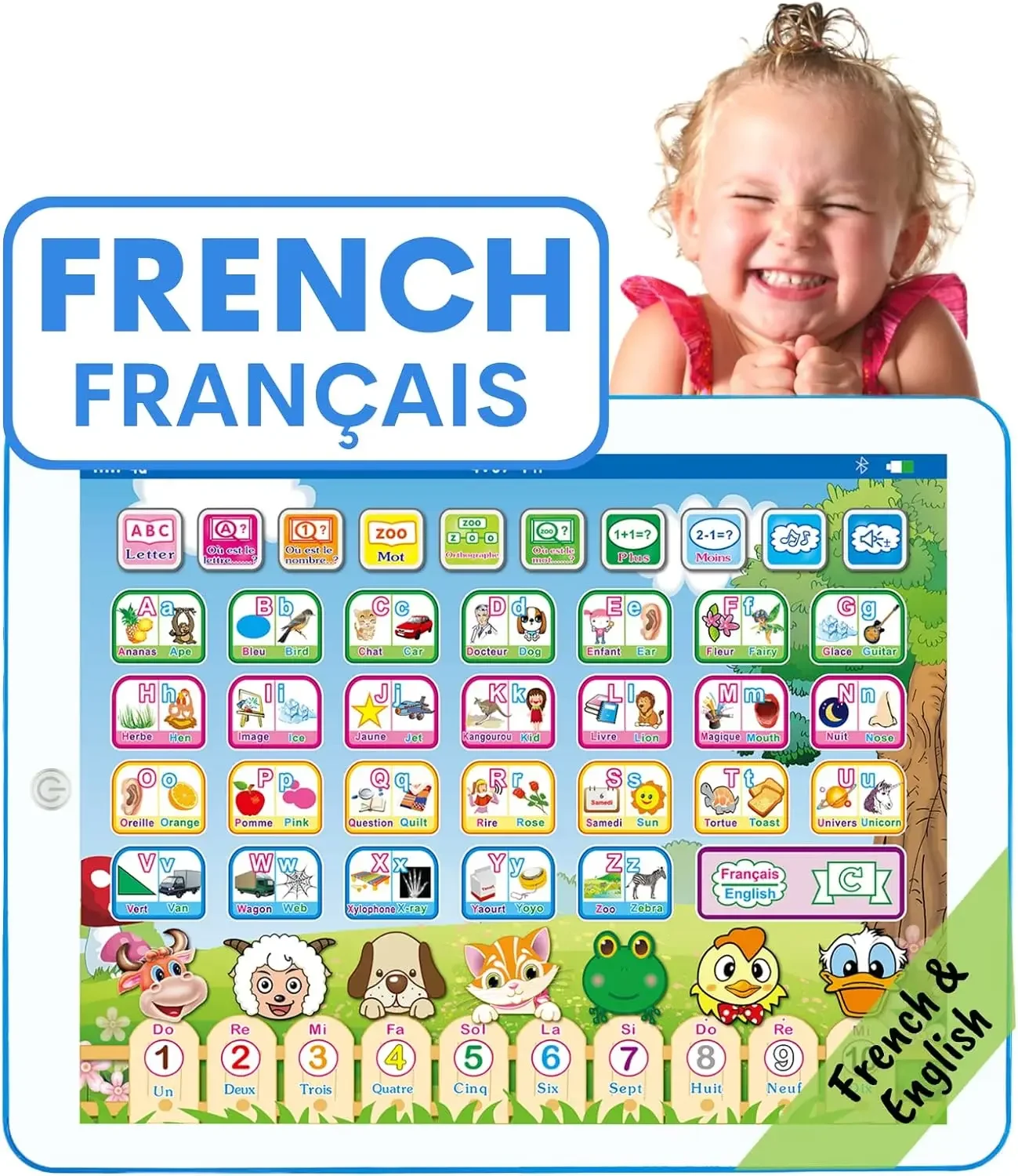 Kids Education Laptop - French English Bilingual Learning Tablet Toy