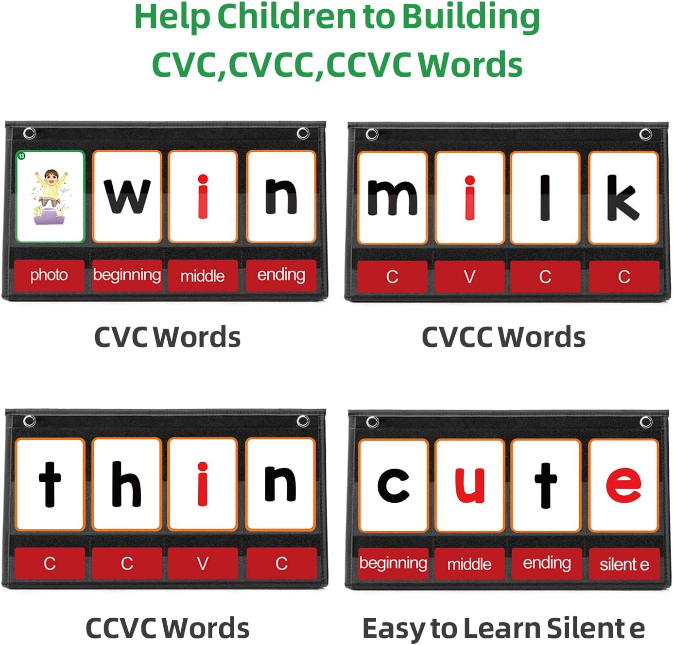 CVC Word Building Pocket Chart - огляд і ціна Phonics Card Game